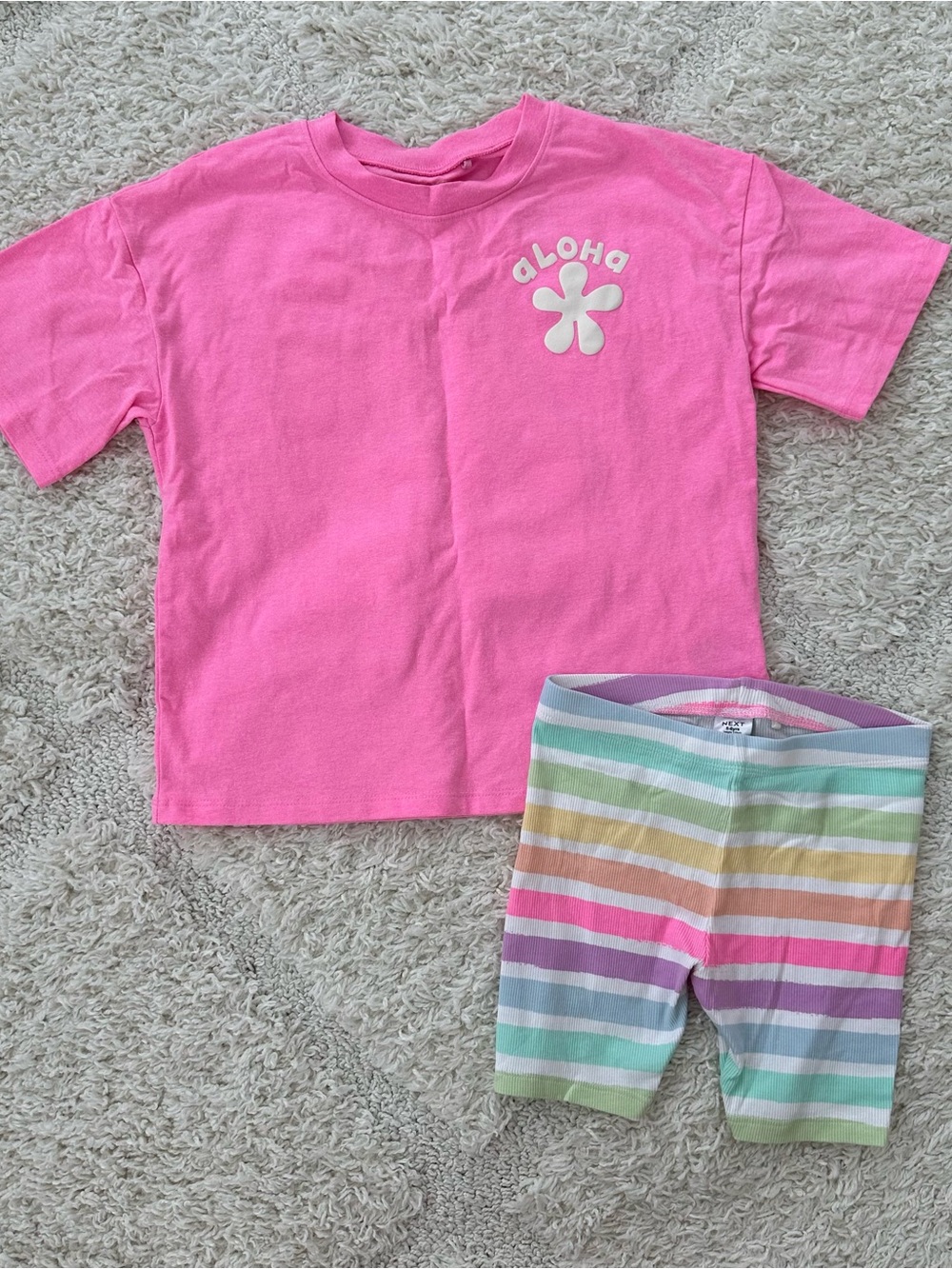 Next Pink/Cream Top & Cycle Shorts Set